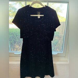 Vintage 90s Teddi Evening 2-Piece Dress Set - Black Silver Floral - Size 8